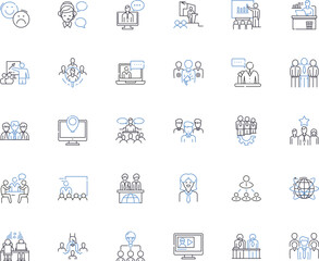 Fototapeta premium Promotion agency line icons collection. Marketing, Branding, Advertising, Campaigns, Publicity, Promotions, Experiential vector and linear illustration. Sales,Influencers,Sponsorship Generative AI