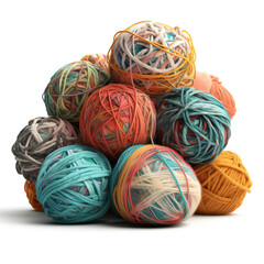 Fototapeta na wymiar A bundle of colorful, tangled yarn balls. generative AI