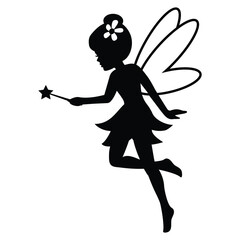 Pretty flying garden fairy vector cartoon illustration