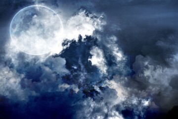 Naklejka na ściany i meble Moon in Clouds