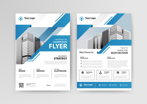 Business abstract vector template for Brochure, AnnualReport, Magazine, Poster, Corporate Presentation, Portfolio, Flyer, Market, infographic with blue color size A4, Front and back.