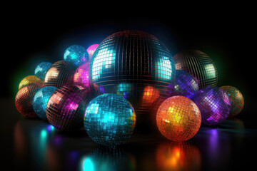 Fototapeta na wymiar disco balls with lights. Generative AI image.