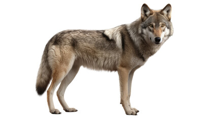 Wolf isolated on transparent background created with generative AI technology