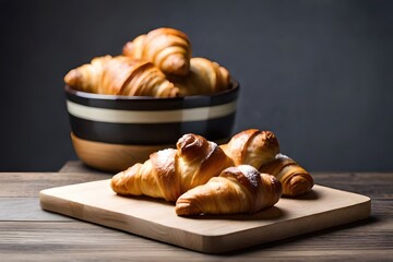 Fresh French croissants with butter. Generated by AI