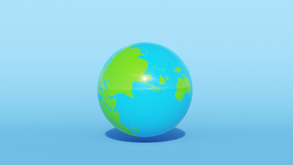 Globe Earth World Planet Map Blue Green Geography Asia Continent Indian Ocean 3d illustration render digital rendering