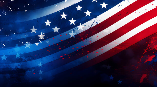 USA Veterans Day background. Illustration of an abstract grunge brushed flag with text. Template for a horizontal banner