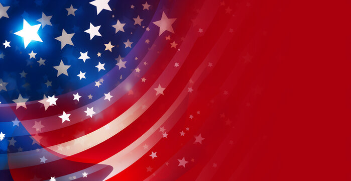 USA Veterans Day background. Illustration of an abstract grunge brushed flag with text. Template for a horizontal banner