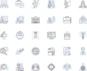 Innovative thinking line icons collection. Creativity, Ingenuity, Resourcefulness, Visionary, Inventiveness, Piering, Imaginative vector and linear illustration. Generative AI