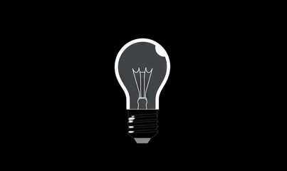  a black and white photo of a light bulb on a black background.  generative ai