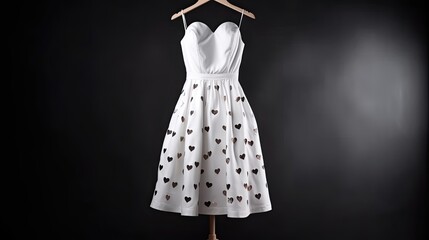 Elegant Beauty: Woman in White Gown with Fashionable Clothes and Apparel Design of Cute Love Hearts, Generative AI