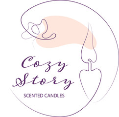 logo for scented candle in one line style. Vector graphics