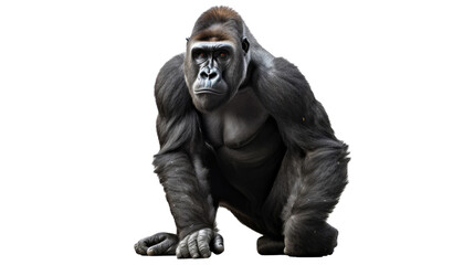 Gorilla isolated on transparent background created with generative AI technology