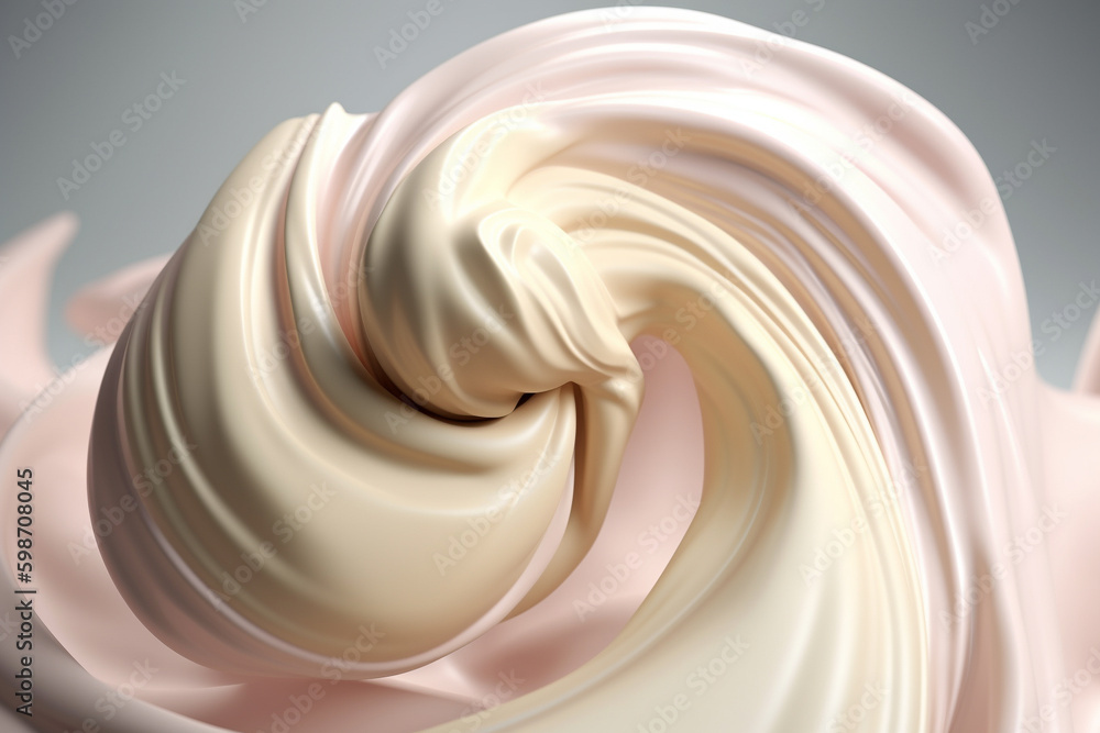 Poster abstract illustration - dynamic colorful cream twirl, 3d rendering. generative ai