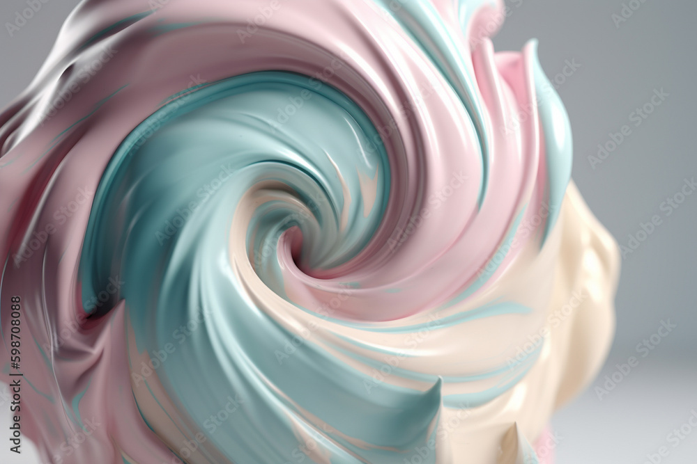 Poster abstract illustration - dynamic colorful cream twirl, 3d rendering. generative ai