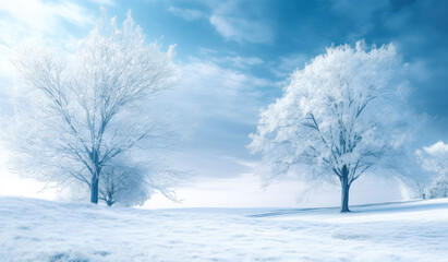 Fototapeta na wymiar Snowfall background, white and blue background image, snowy landscape. Generative Ai. 