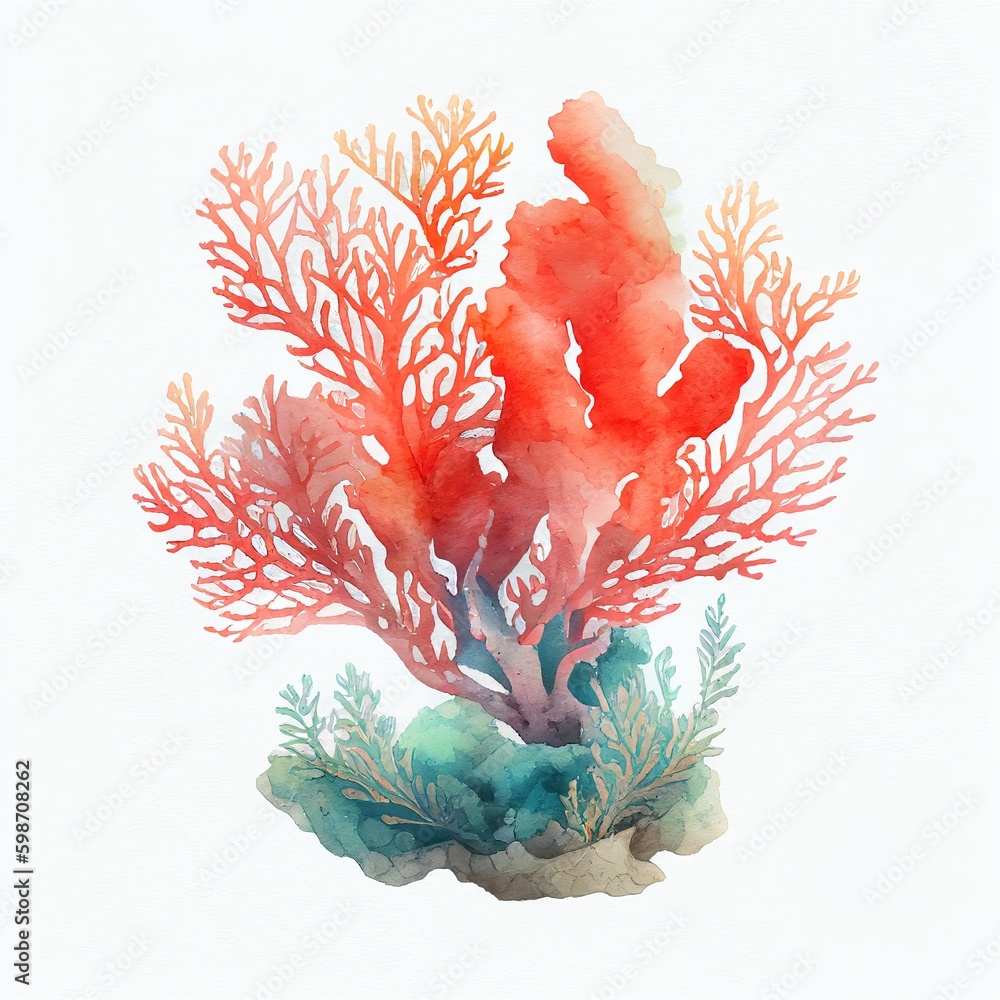 Wall mural algae watercolor style generative ai