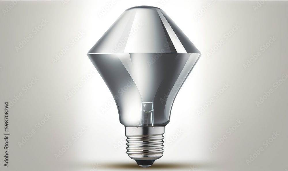 Poster a shiny light bulb with a shiny top on a white background. generative ai