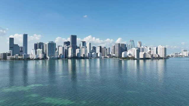 Aerial shot of the skyline of downtown Miami Florida