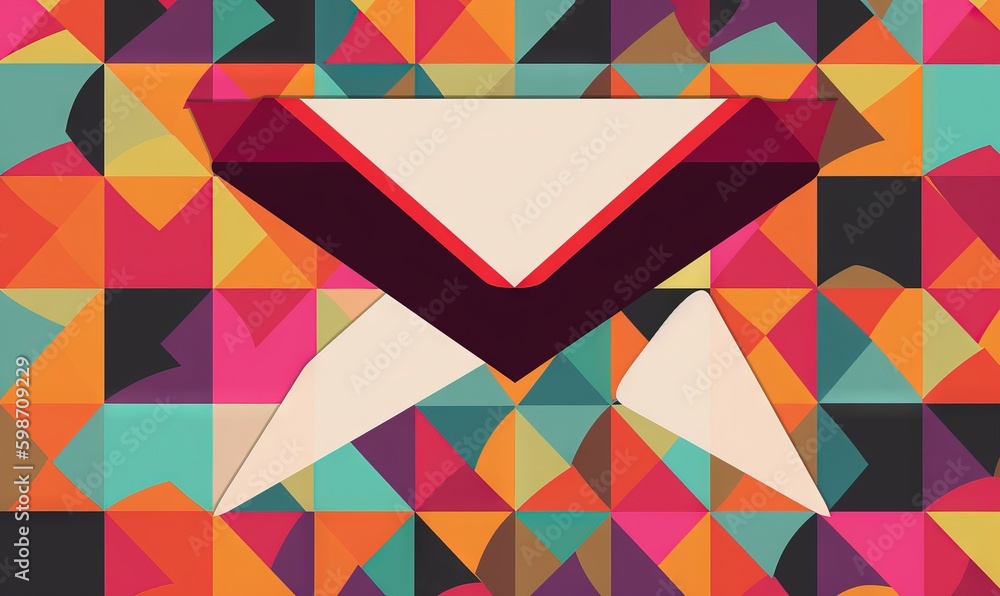 Poster a colorful abstract background with a check mark in the middle. generative ai