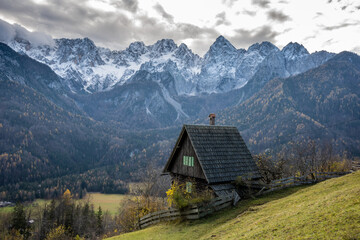 Alpine hut in the mountains