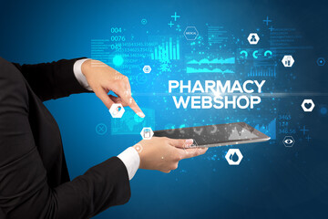 Close-up of a touchscreen with medical inscription