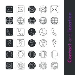 Web contact icon set. Icon for web computer and mobile phone.