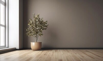 Fototapeta na wymiar a potted plant sitting on top of a wooden floor. generative ai