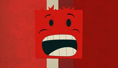 cartoon expression. character with mouth and eyes, funny face emotions isolated on red background.