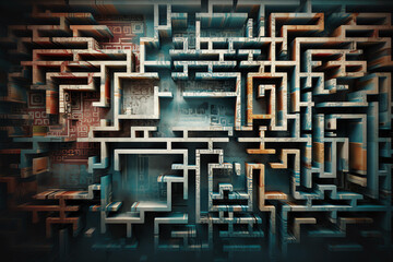A maze made of walls background. generative AI