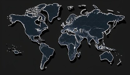 world map on dark background