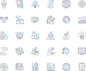 Exchange sales line icons collection. Trading, Bargain, Swap, Deal, Barter, Merchant, Market vector and linear illustration. Bid,Offer,Sell outline signs set Generative AI