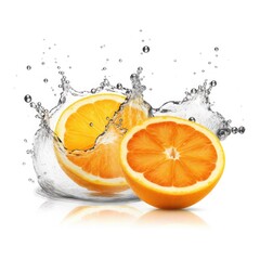 Fototapeta na wymiar orange slices in water splash, isolated on white background, generative ai
