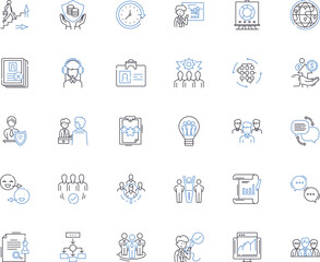 Entrepreneurial nerking line icons collection. Innovation, Creativity, Motivation, Passion, Risk-taking, Ambition, Opportunity vector and linear illustration. Generative AI