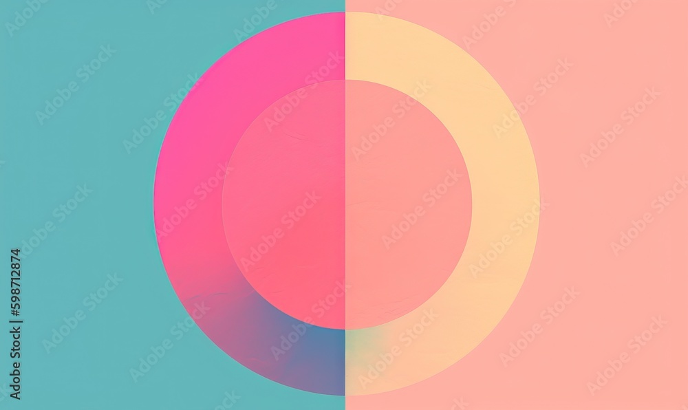 Poster a pink and blue background with a circular design in the middle. generative ai