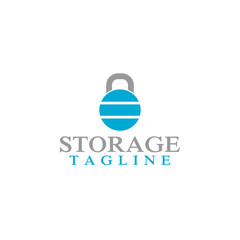 Storage lock pad logo icon isolated on white background