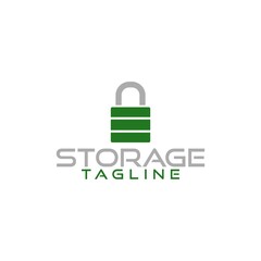 Storage lock pad logo icon isolated on white background