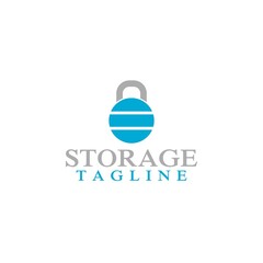 Storage lock pad logo icon isolated on white background