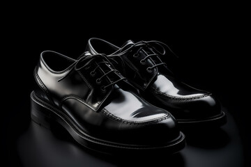 a pair of shiny black leather shoes. generative AI