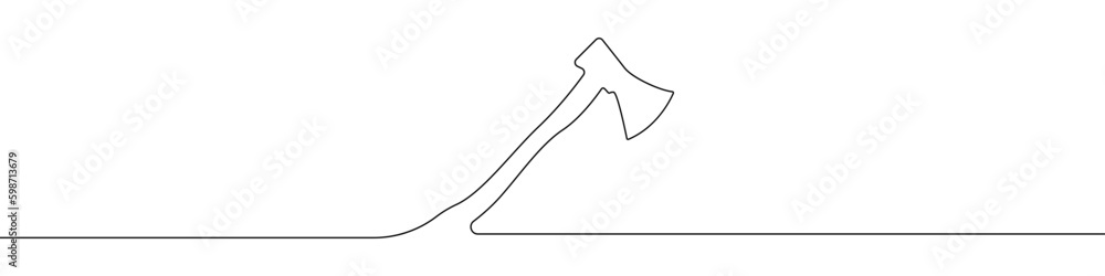 Poster one continuous drawing of an ax vector. one continuous line drawing of an ax. vector illustration. l