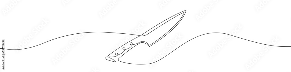 Poster one continuous drawing of a knife vector. one continuous line of the knife pattern. vector illustrat