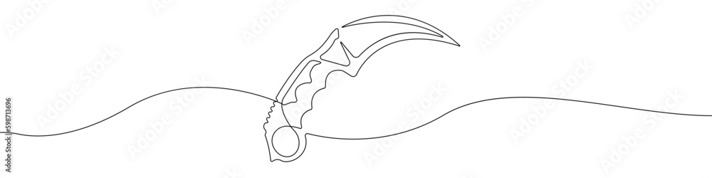 Poster one continuous drawing of a knife vector. one continuous line of the knife pattern. vector illustrat