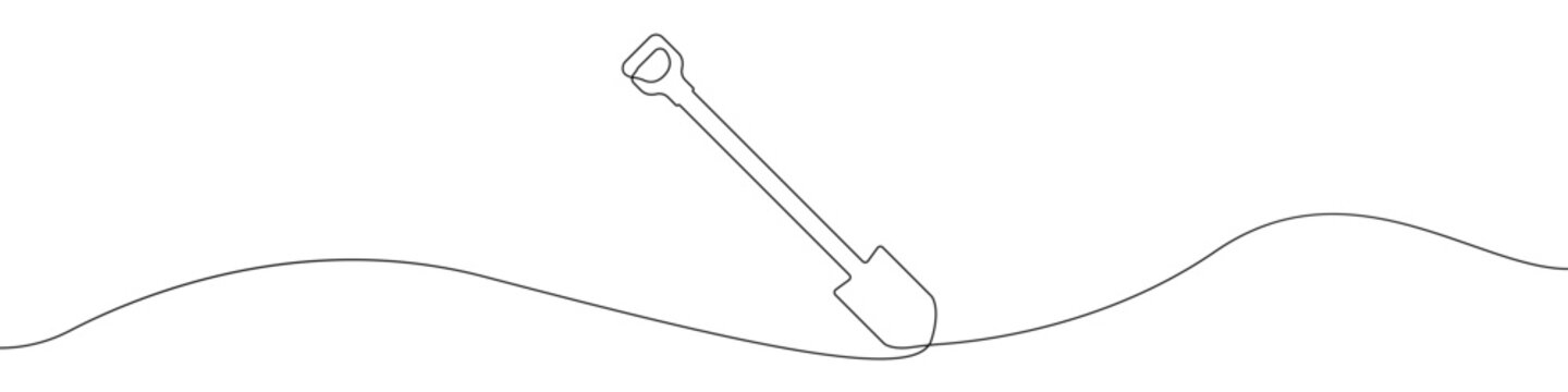 recommend clip art: Continuous line drawing of shovel vector icon. Single line shovel icon vector. Vector illustration. Gardening tool concept design outline.