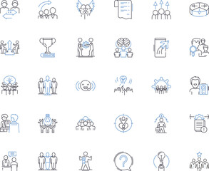Fototapeta na wymiar Enterprise staff line icons collection. Collaboration, Innovation, Leadership, Productivity, Efficiency, Diversity, Training vector and linear illustration. Generative AI