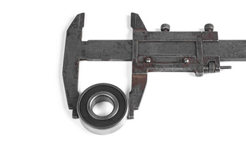 Bearing and caliper on a white background.