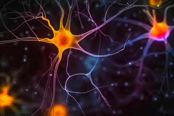 An image of neurons involved in the perception of color, such as those in the visual cortex. Generative Ai. Generative AI