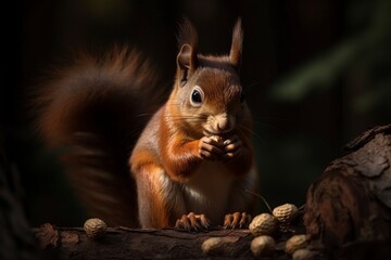 illustration, a squirrel in the forest, ai generative