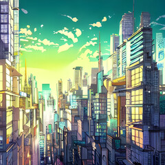 A Dreamlike Vision of the City. Anime Art Meets Urban Landscapes. Generative AI.