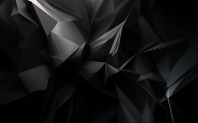 Polygonal abstract black background,  triangle abstract background, modern geometrics. Generative Ai. 
