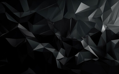 Polygonal abstract black background,  triangle abstract background, modern geometrics. Generative Ai. 
