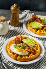 Homemade Savory Waffles with Bacon